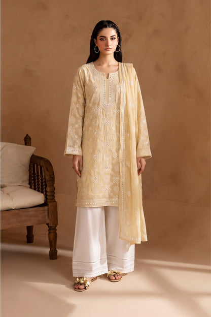 Luxe Femme – Beige Chikankari Embroidered 2-Piece Suit